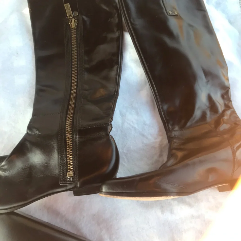 Michael Kors Black Ankle Booties with Gold Hardware - Picture 2 of 4